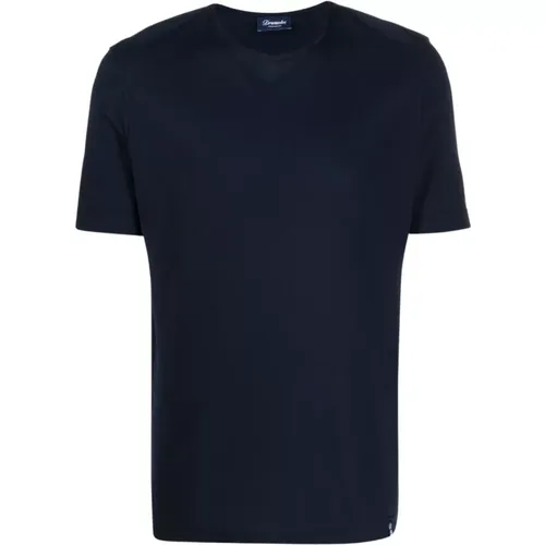 Navy Crew-Neck T-Shirt , Herren, Größe: XL - Drumohr - Modalova