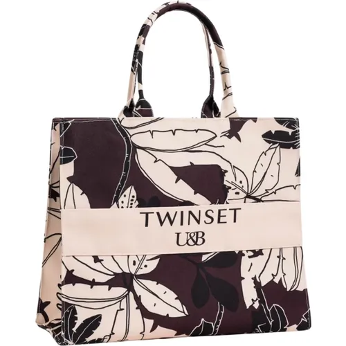 Canvas Shopper Bag with Long Tubular Handles , female, Sizes: ONE SIZE - Twinset - Modalova