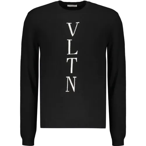 Gerippter Crew-Neck-Pullover mit Logodetail , Herren, Größe: XL - Valentino - Modalova