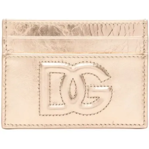 Metallic Pink Logo Card Holder , female, Sizes: ONE SIZE - Dolce & Gabbana - Modalova