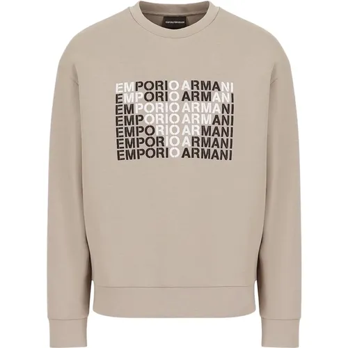 Sweatshirt mit grafischer Stickerei Adler , Herren, Größe: M - Emporio Armani - Modalova