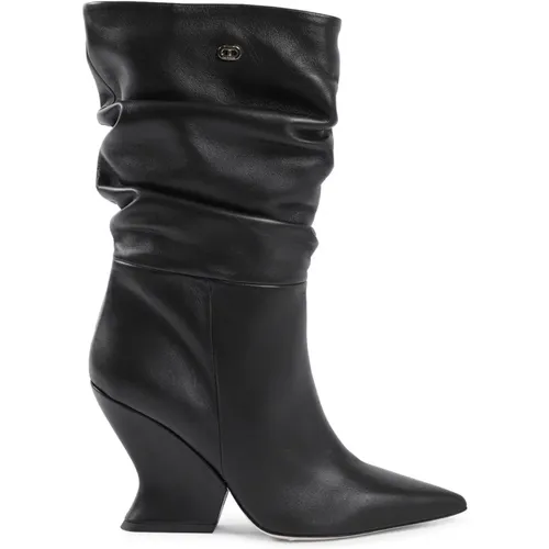 Schwarze Nappa Point Toe Keil Stiefel , Damen, Größe: 36 EU - Dee Ocleppo - Modalova