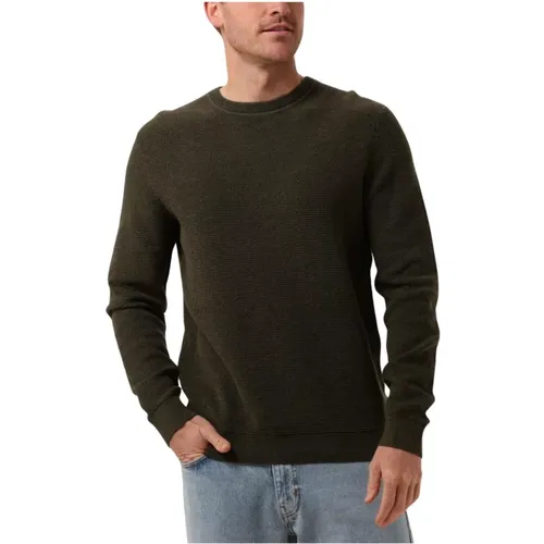 Grüner Strickstruktur Rundhalsausschnitt Pullover - Selected Homme - Modalova