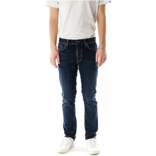 Grim Tim Slim Straight Fit Jeans , Herren, Größe: W32 L36 - Nudie Jeans - Modalova