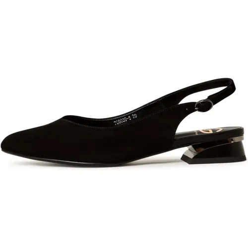 Schwarze Wildleder Slingback Ballerinas , Damen, Größe: 37 EU - Cesare Gaspari - Modalova