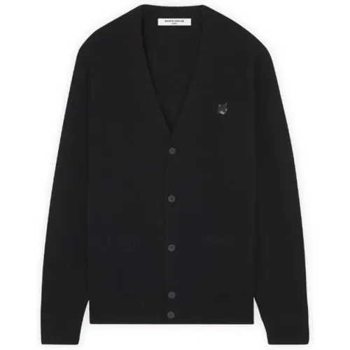 Schwarzer Fuchs Cardigan Pullover , Herren, Größe: S - Maison Kitsuné - Modalova