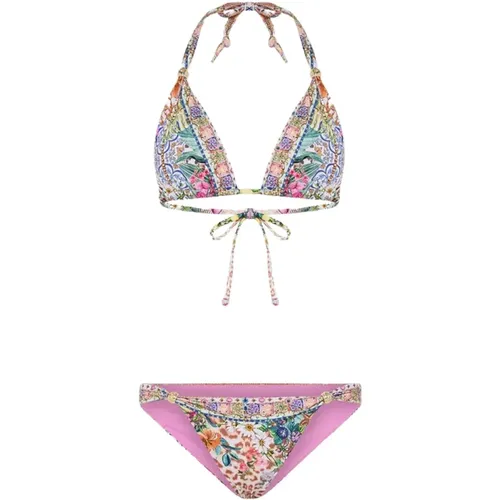 Neptune Blumen Bikini Set Kristallverziert , Damen, Größe: S - Camilla - Modalova