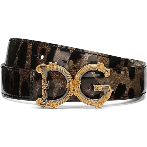 Leopard Print Leather Belt , female, Sizes: 75 CM, 85 CM, 80 CM, 90 CM - Dolce & Gabbana - Modalova