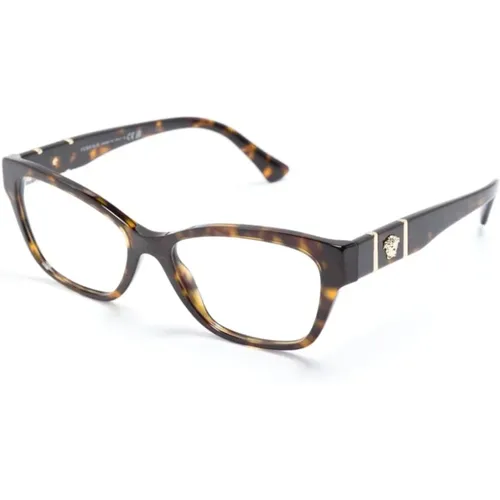 Braun/Havanna Optische Brille , Damen, Größe: 52 MM - Versace - Modalova