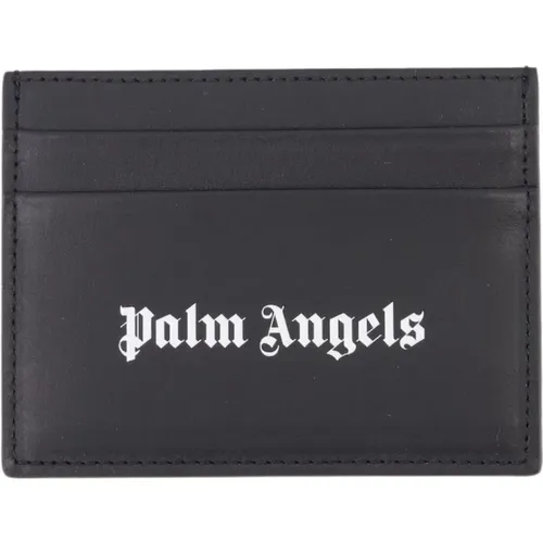 Logo-Print Leder Kartenhalter - Palm Angels - Modalova