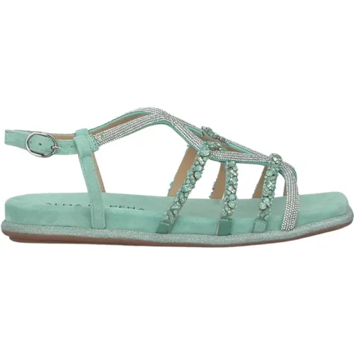 Sparkling Interlaced Flat Sandal , female, Sizes: 5 UK, 4 UK, 6 UK - Alma en Pena - Modalova