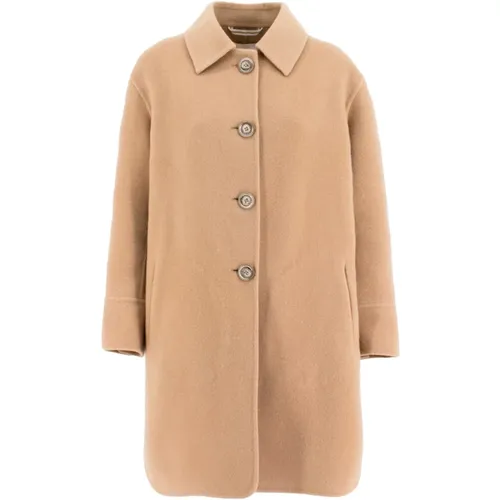 Soft Long Coat with Resin Buttons , female, Sizes: M, L - Fedeli - Modalova