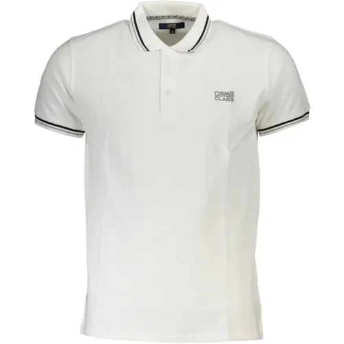 Weißes Baumwoll-Poloshirt mit Druck - Cavalli Class - Modalova