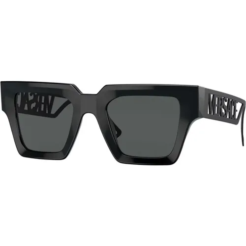 Schwarze/Graue Sonnenbrille , Damen, Größe: 50 MM - Versace - Modalova