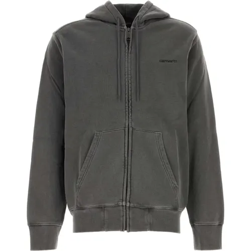 Dunkelgraue Hooded Duster Script Jacke , Herren, Größe: S - Carhartt WIP - Modalova