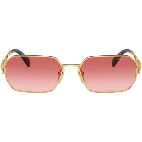 Square Metal Frame Sunglasses with Red Gradient Lenses , female, Sizes: 58 MM - Prada - Modalova