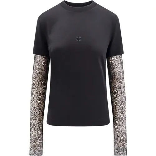 Crew-neck T-Shirt with Logo Embroidery , female, Sizes: L, S, M, XS - Givenchy - Modalova