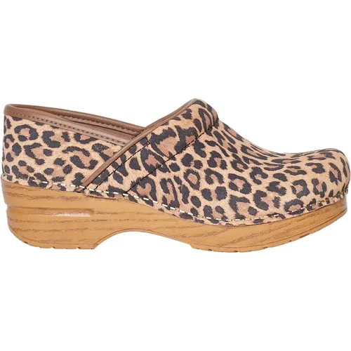 Klassischer Leopardenprint Wildleder Clog , Damen, Größe: 37 EU - Dansko - Modalova