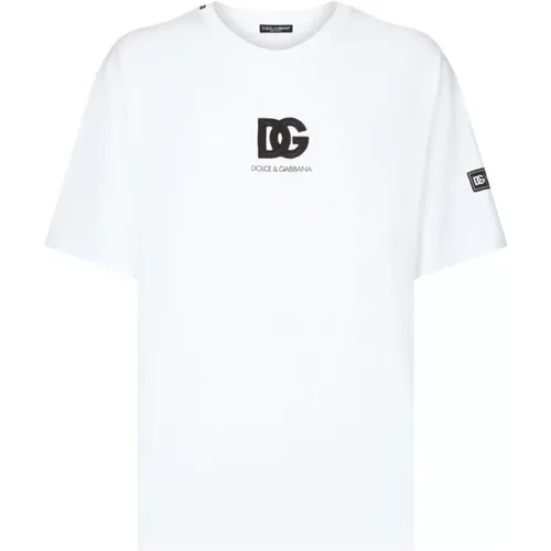Logo Print T-Shirt , male, Sizes: S, M - Dolce & Gabbana - Modalova