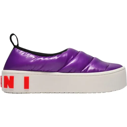 Lila Nylon Slip-On Sneakers , Damen, Größe: 36 EU - Marni - Modalova