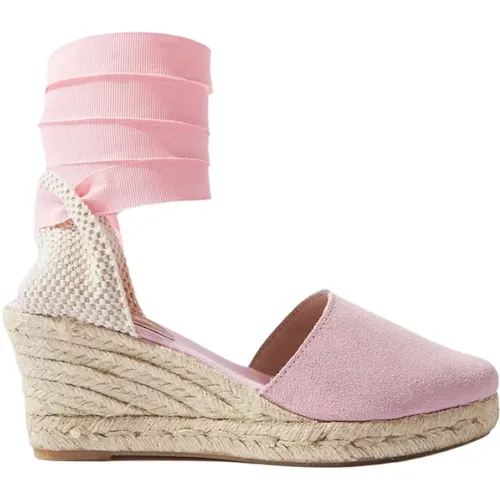 Paloma Wedges: Handgefertigte Rosa Wildleder-Espadrilles , Damen, Größe: 35 EU - Scarosso - Modalova