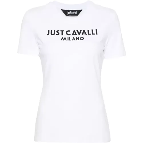 Weißes Logo T-Shirt , Damen, Größe: XS - Just Cavalli - Modalova