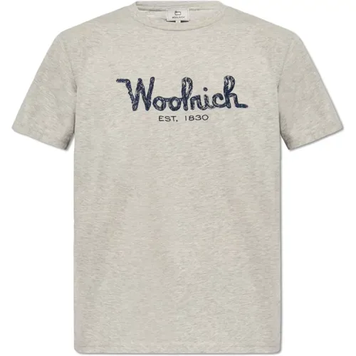 T-Shirt mit Logo , Herren, Größe: L - Woolrich - Modalova