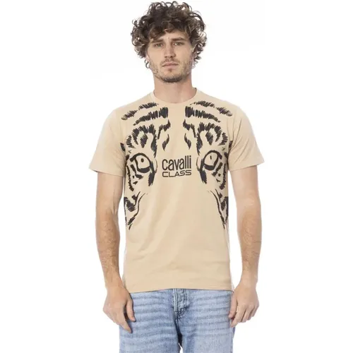 Logo Print Rundhals T-shirt , Herren, Größe: M - Cavalli Class - Modalova