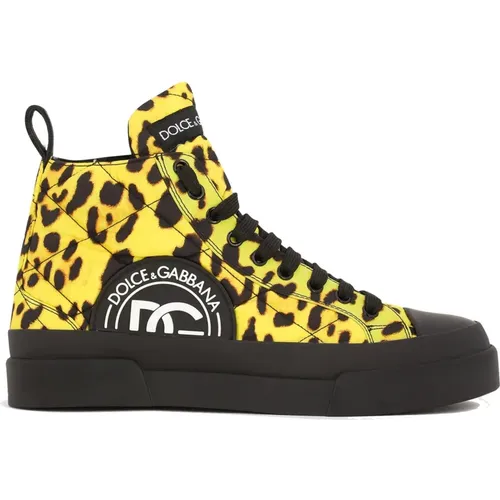 Leopard Quilted Sneakers - Dolce & Gabbana - Modalova