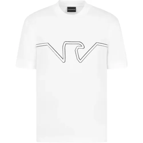 Weißes T-Shirt mit Adler-Logo , Herren, Größe: S - Emporio Armani - Modalova