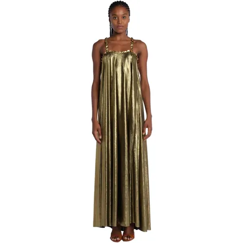 Golden Lamé Sequin Dress , female, Sizes: S, M, XS - Laurence Bras - Modalova
