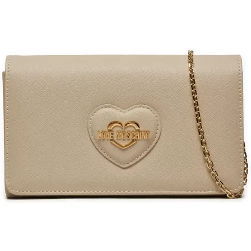 Herz-Clutch mit Gold-Logo - Love Moschino - Modalova