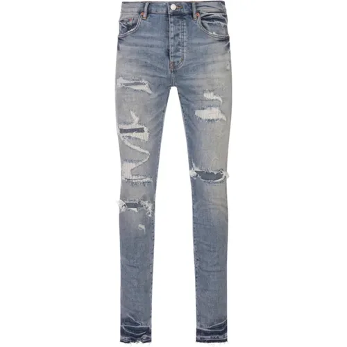 Indigo Skinny Jeans mit Distinctive Badge , Herren, Größe: W36 - Purple Brand - Modalova