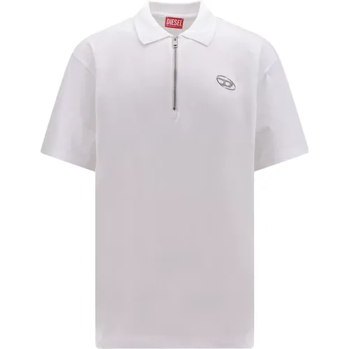 Cotton Polo Shirt with Zipper , male, Sizes: L - Diesel - Modalova