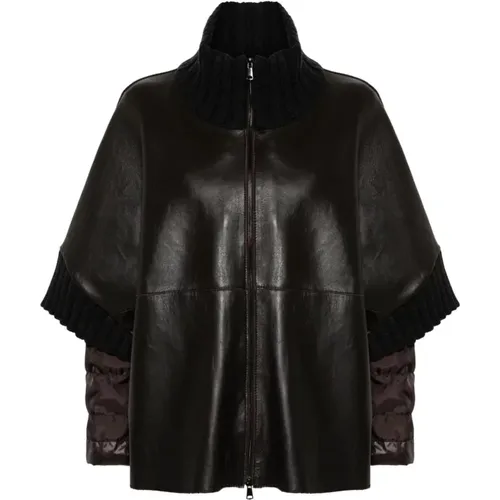 Chocolate Lambskin Jacket with Knitted Panels , female, Sizes: S - P.a.r.o.s.h. - Modalova