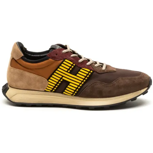 Braune Sneakers H560 Stil , Herren, Größe: 42 1/2 EU - Hogan - Modalova