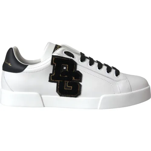 Weiße Leder Logo Low Top Sneakers - Dolce & Gabbana - Modalova