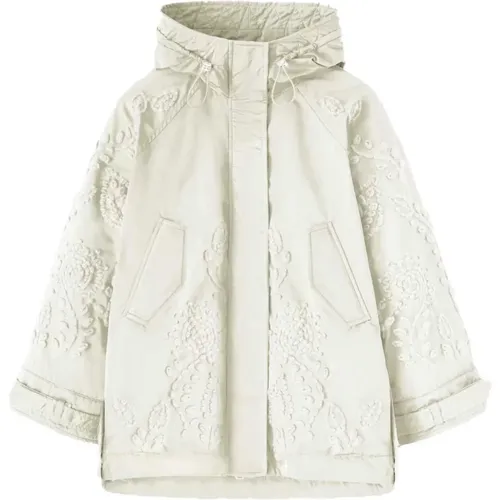 Hand-embroidered Windproof Parka , female, Sizes: XS - Ermanno Scervino - Modalova