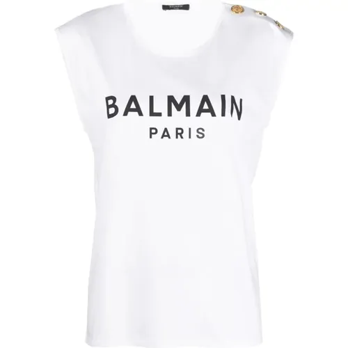 Button printed top , female, Sizes: L, M, XS - Balmain - Modalova