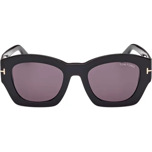 Geometrische Sonnenbrille in Schwarz mit grauen Gläsern - Tom Ford - Modalova