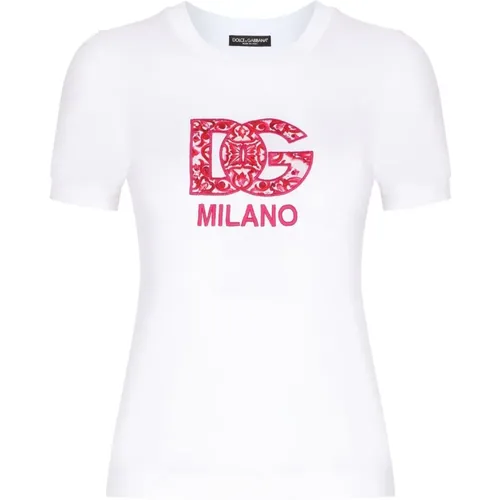 Stylish Women`s Cotton T-shirt , female, Sizes: 2XS - Dolce & Gabbana - Modalova