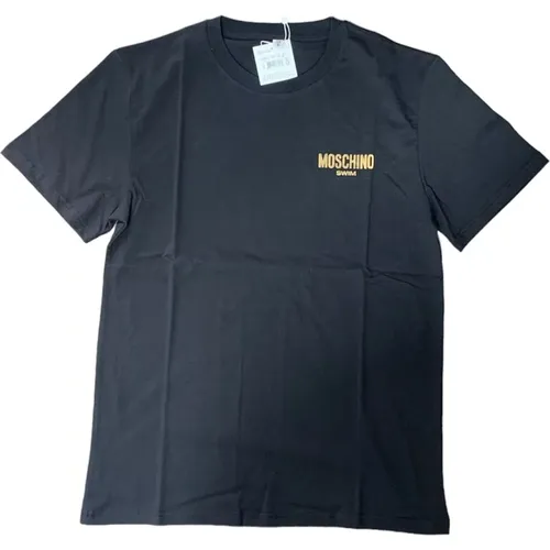 Black Logo Gold Half Sleeve T-Shirt , male, Sizes: M, L - Moschino - Modalova