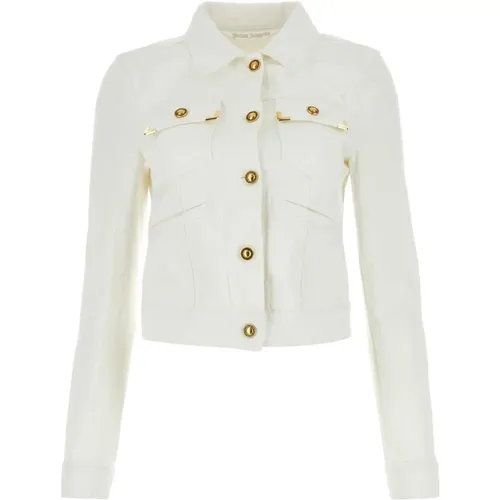 Stylische weiße Jeansjacke,Denim Jackets - Palm Angels - Modalova