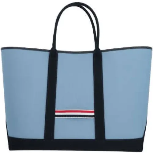 Canvas Tote Bag with Contrast Details and Leather Trim , female, Sizes: ONE SIZE - Thom Browne - Modalova