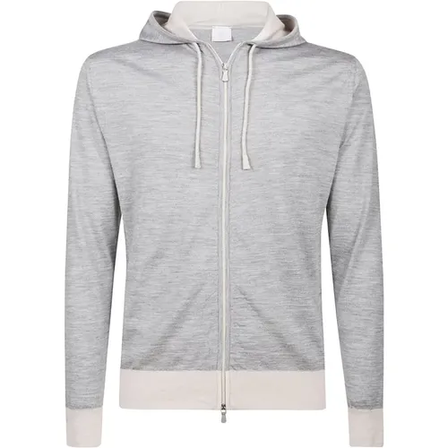 Merino Silk Hooded Full Zip Sweater , male, Sizes: XL, 4XL, M, S, 2XL - Eleventy - Modalova