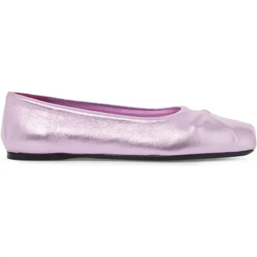 Metallic Leather Bow Ballerinas , female, Sizes: 8 UK, 3 UK - Marni - Modalova