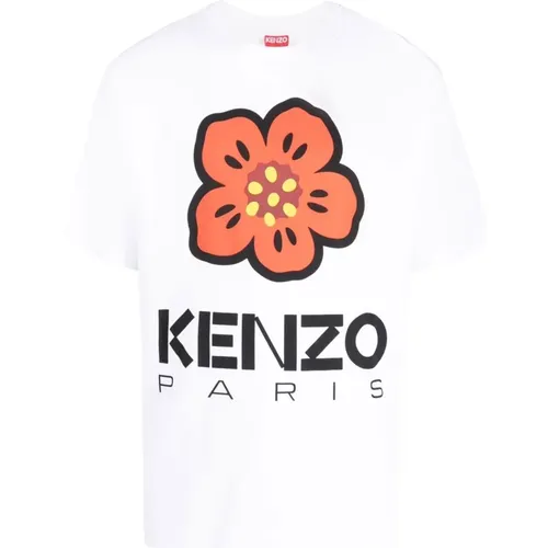 Blumenmuster Baumwoll T-Shirt,Weiße Blumen T-Shirt und Polo - Kenzo - Modalova