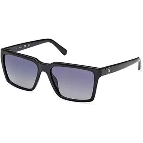 Polarisierte schwarze Sonnenbrille mit grauer Linse , Herren, Größe: 58 MM - Guess - Modalova