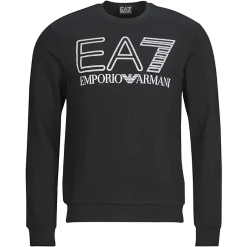 Schwarzer Rundhalsausschnitt-Sweatshirt mit Frontlogo , Herren, Größe: 3XL - Emporio Armani EA7 - Modalova