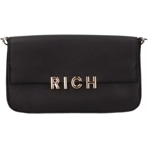 Schwarze Handtasche mit Gold-Logo - John Richmond - Modalova